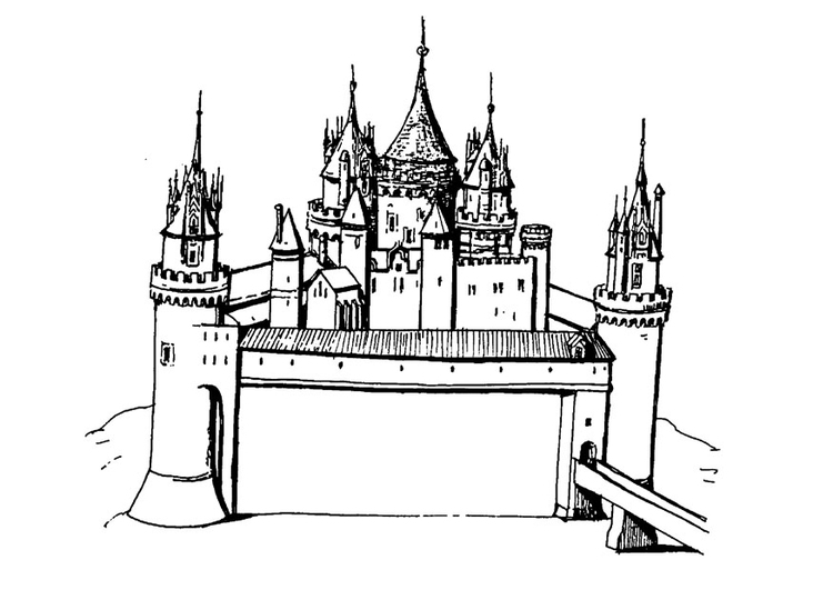 着色页: 城堡 (建筑和建筑) #62116 - 免费可打印着色页