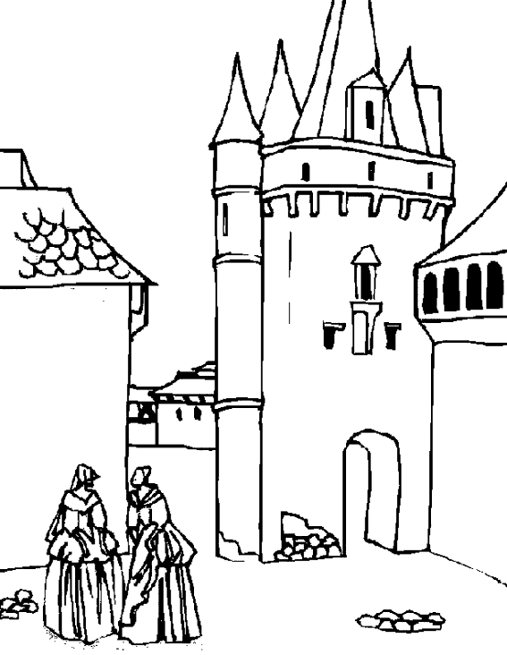 着色页: 城堡 (建筑和建筑) #62127 - 免费可打印着色页