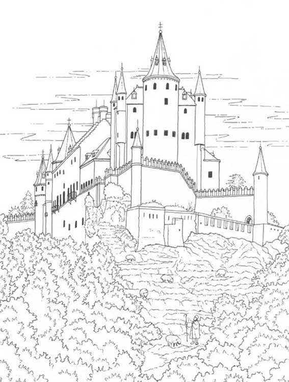 着色页: 城堡 (建筑和建筑) #62145 - 免费可打印着色页