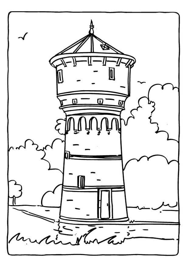 着色页: 城堡 (建筑和建筑) #62158 - 免费可打印着色页