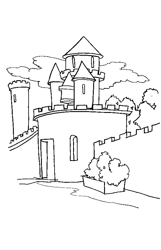 着色页: 城堡 (建筑和建筑) #62159 - 免费可打印着色页
