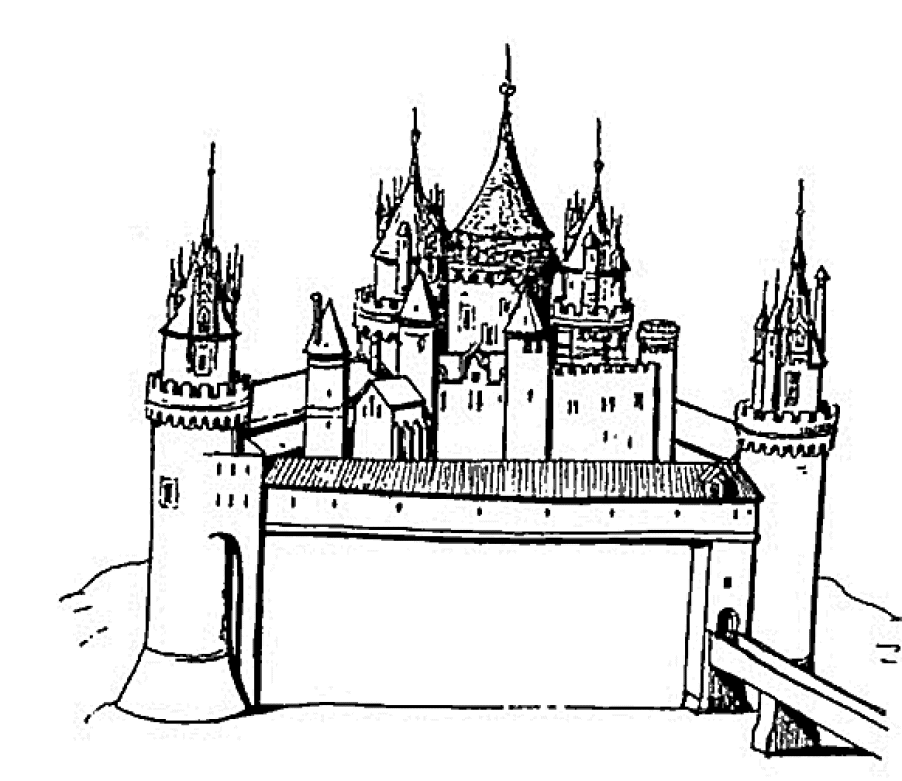 着色页: 城堡 (建筑和建筑) #62206 - 免费可打印着色页