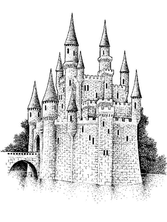 着色页: 城堡 (建筑和建筑) #62270 - 免费可打印着色页