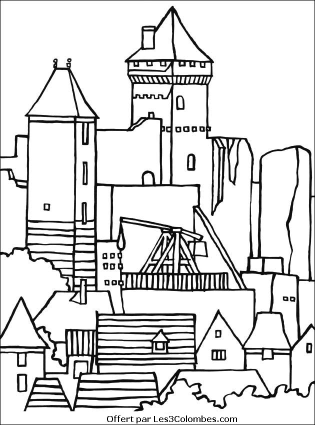 着色页: 城堡 (建筑和建筑) #62276 - 免费可打印着色页