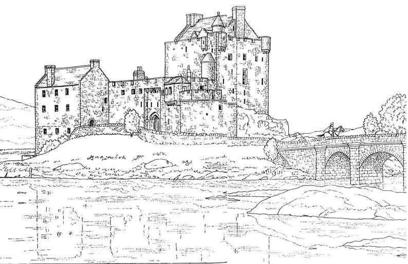 着色页: 城堡 (建筑和建筑) #62301 - 免费可打印着色页