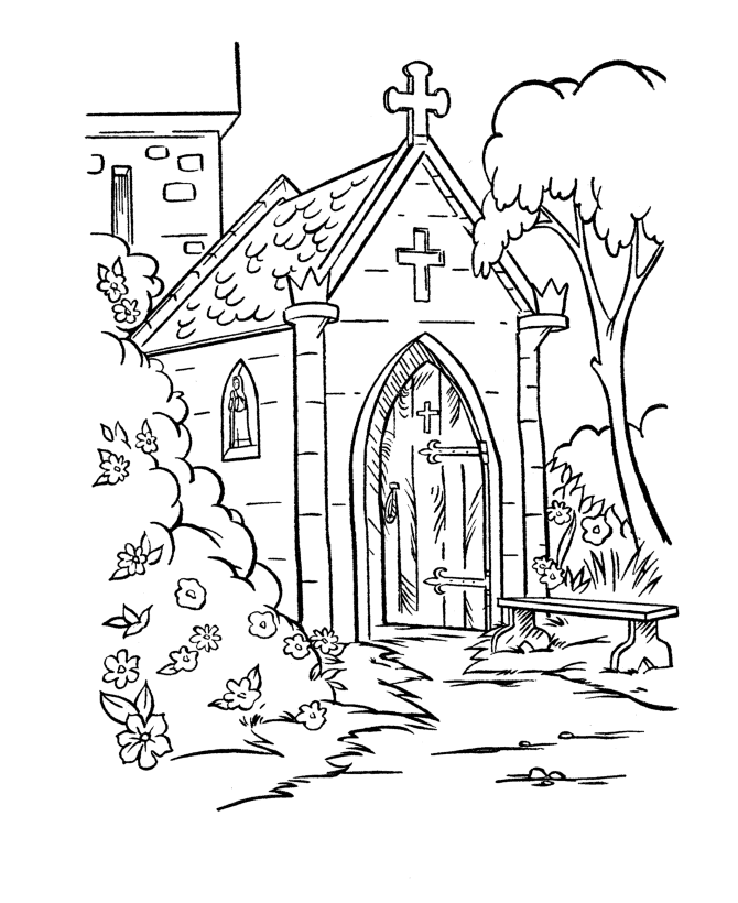 着色页: 教会 (建筑和建筑) #64206 - 免费可打印着色页