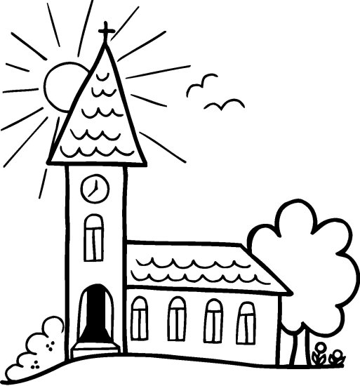 着色页: 教会 (建筑和建筑) #64210 - 免费可打印着色页