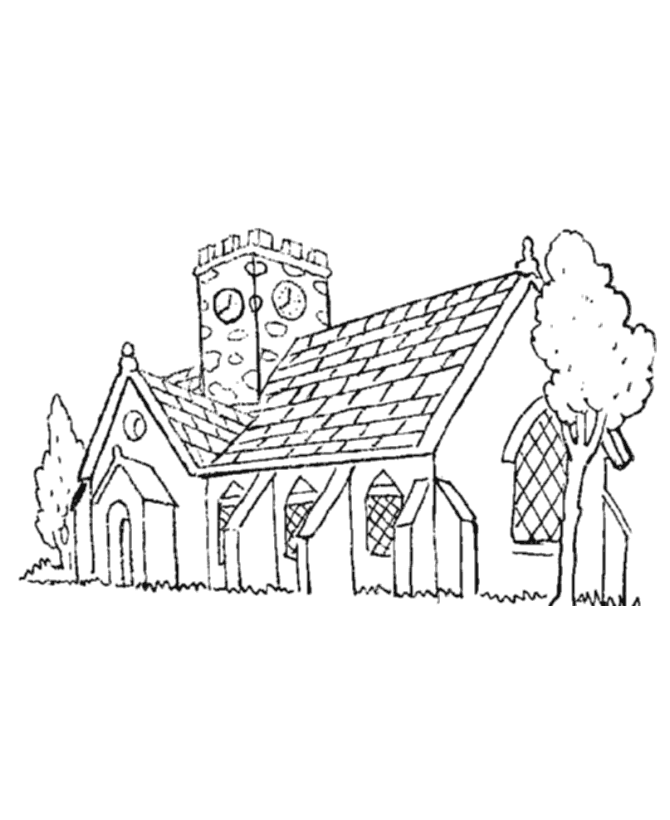 着色页: 教会 (建筑和建筑) #64230 - 免费可打印着色页