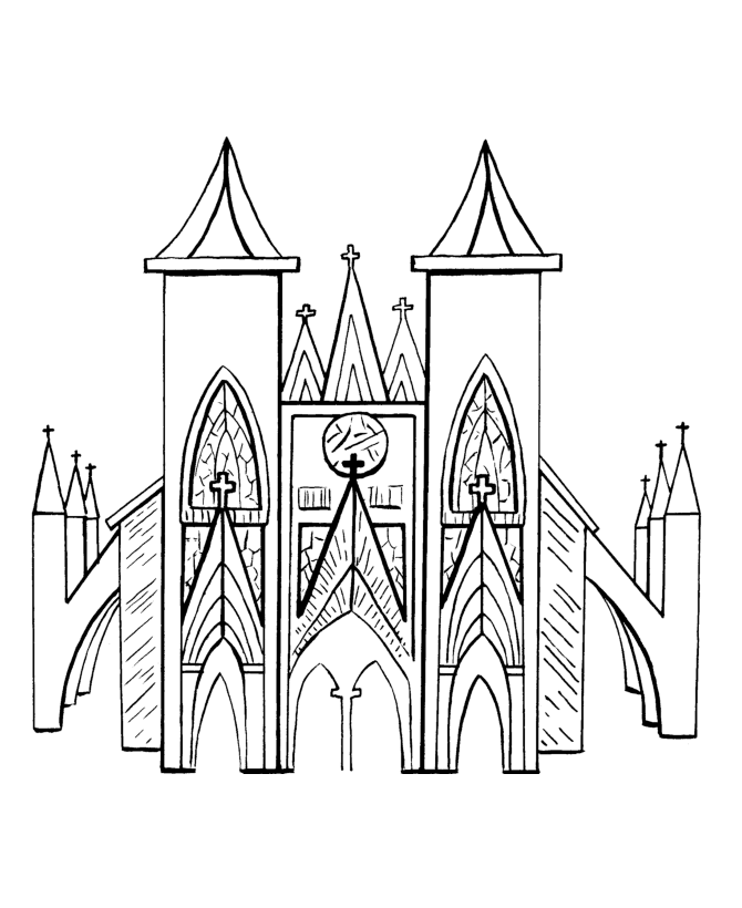 着色页: 教会 (建筑和建筑) #64263 - 免费可打印着色页