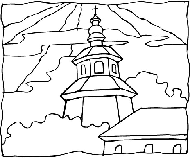 着色页: 教会 (建筑和建筑) #64335 - 免费可打印着色页