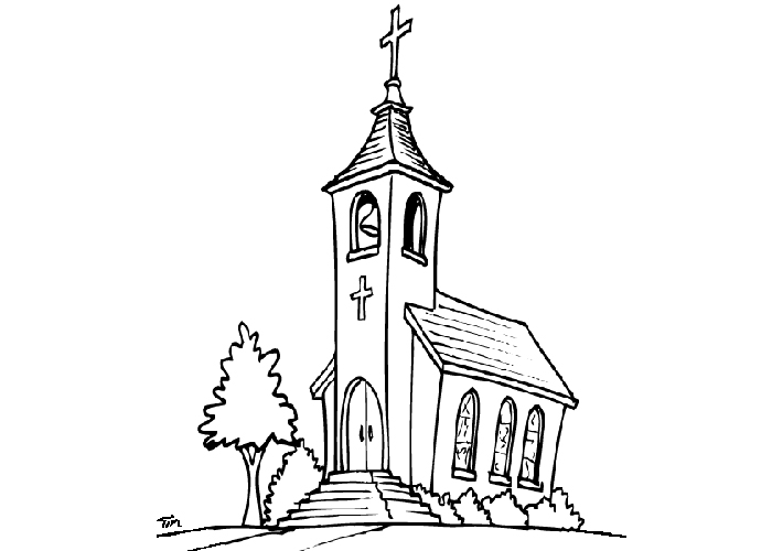 着色页: 教会 (建筑和建筑) #64345 - 免费可打印着色页
