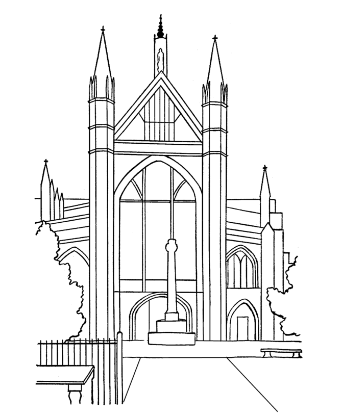 着色页: 教会 (建筑和建筑) #64348 - 免费可打印着色页