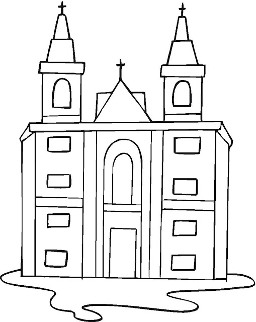 着色页: 教会 (建筑和建筑) #64351 - 免费可打印着色页