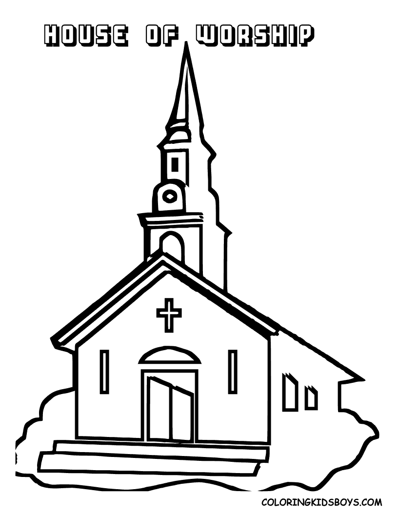 着色页: 教会 (建筑和建筑) #64353 - 免费可打印着色页