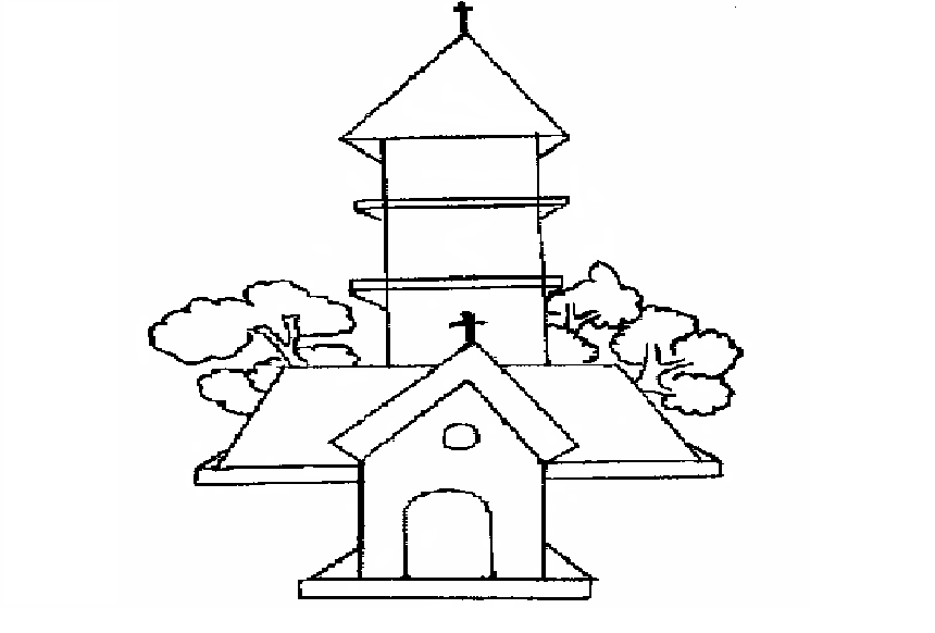 着色页: 教会 (建筑和建筑) #64357 - 免费可打印着色页