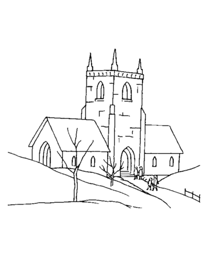 着色页: 教会 (建筑和建筑) #64365 - 免费可打印着色页