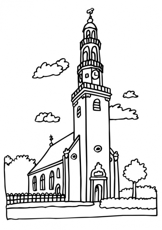 着色页: 教会 (建筑和建筑) #64389 - 免费可打印着色页