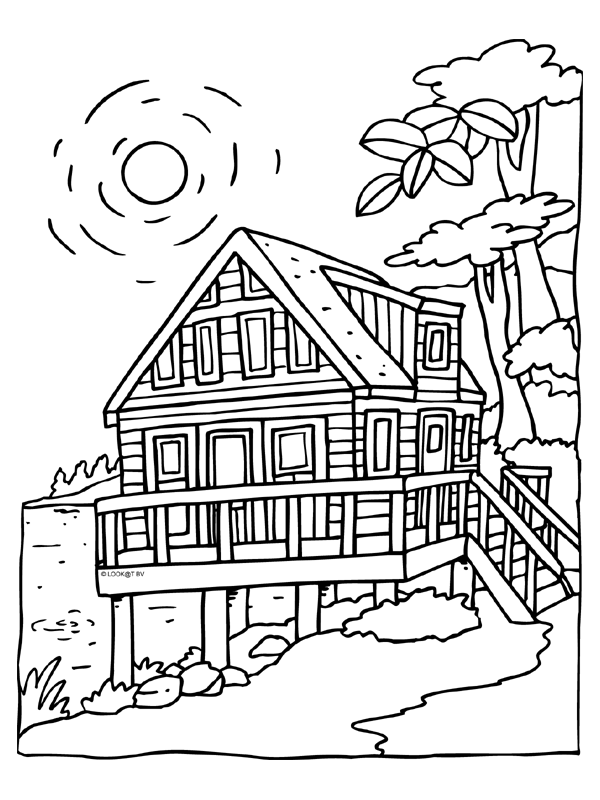 着色页: 木屋 (建筑和建筑) #169896 - 免费可打印着色页