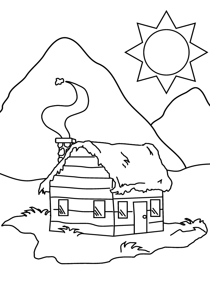 着色页: 木屋 (建筑和建筑) #169928 - 免费可打印着色页