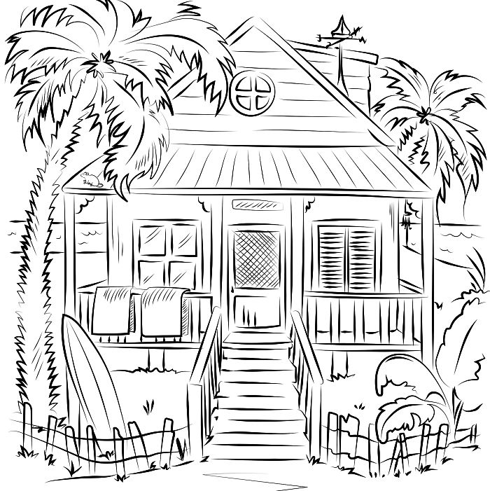 着色页: 木屋 (建筑和建筑) #169941 - 免费可打印着色页