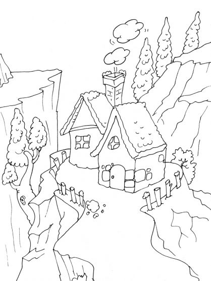 着色页: 木屋 (建筑和建筑) #169944 - 免费可打印着色页