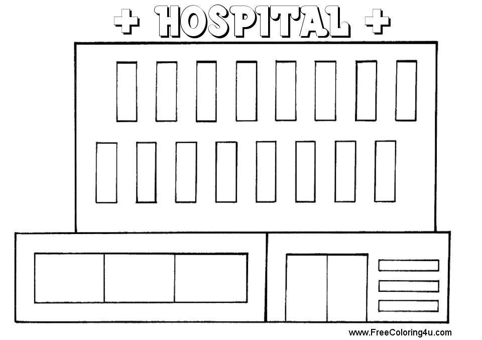 着色页: 医院 (建筑和建筑) #61976 - 免费可打印着色页