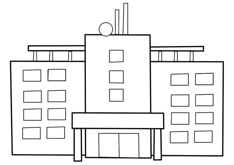 着色页: 医院 (建筑和建筑) #62005 - 免费可打印着色页