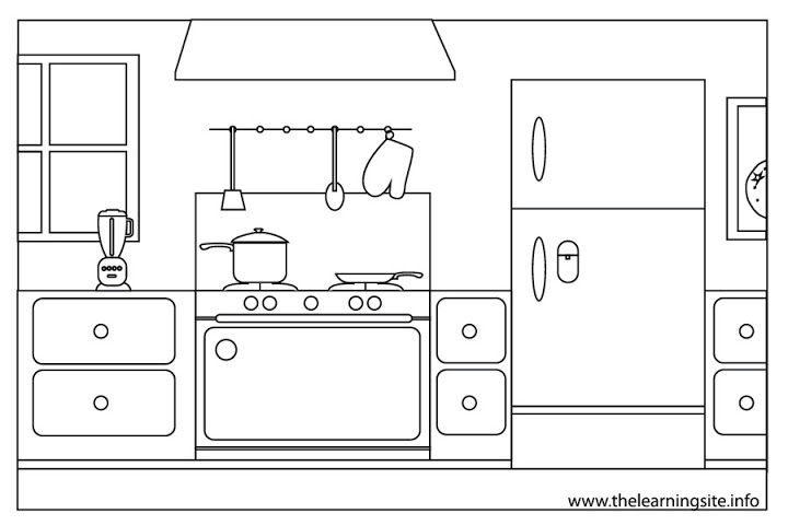 着色页: 厨房间 (建筑和建筑) #63520 - 免费可打印着色页