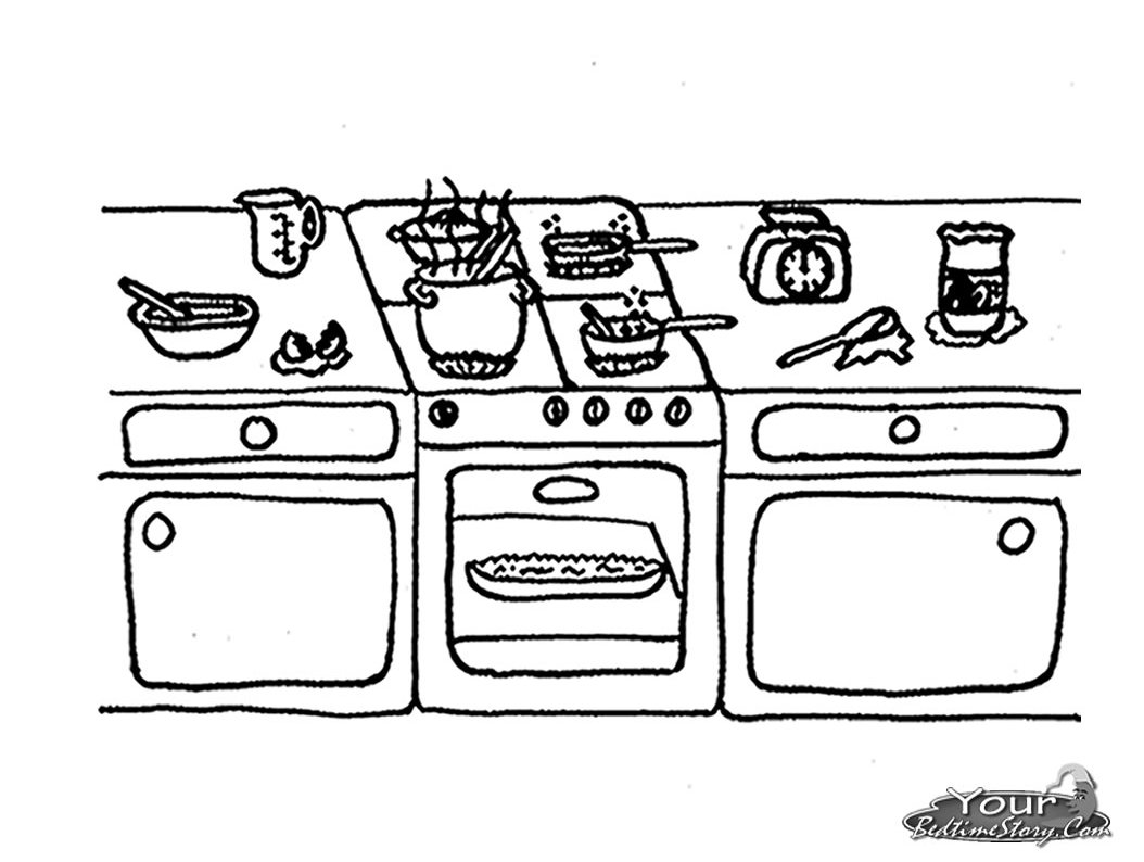着色页: 厨房间 (建筑和建筑) #63543 - 免费可打印着色页