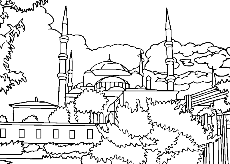 着色页: 清真寺 (建筑和建筑) #64520 - 免费可打印着色页