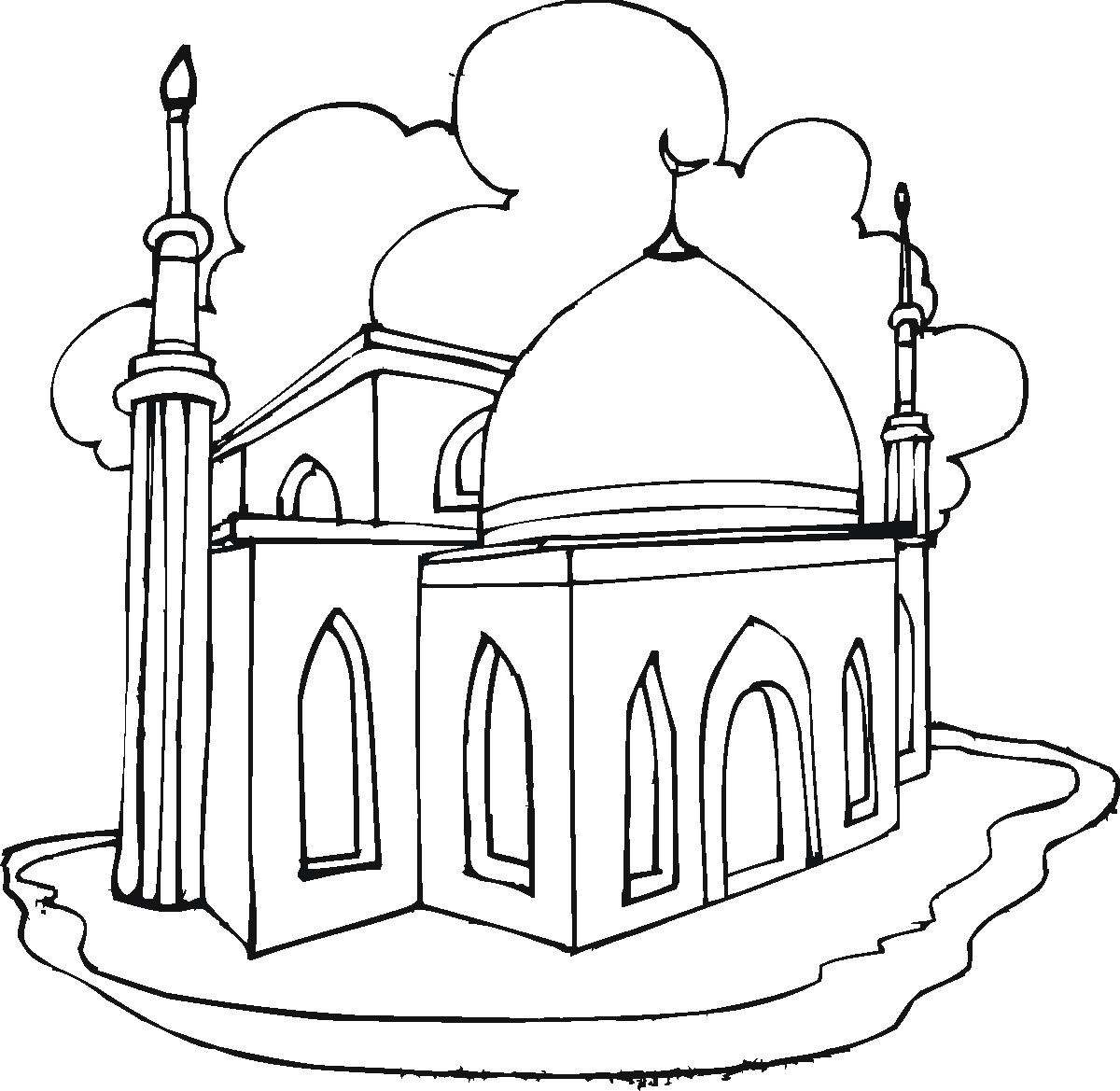 着色页: 清真寺 (建筑和建筑) #64526 - 免费可打印着色页