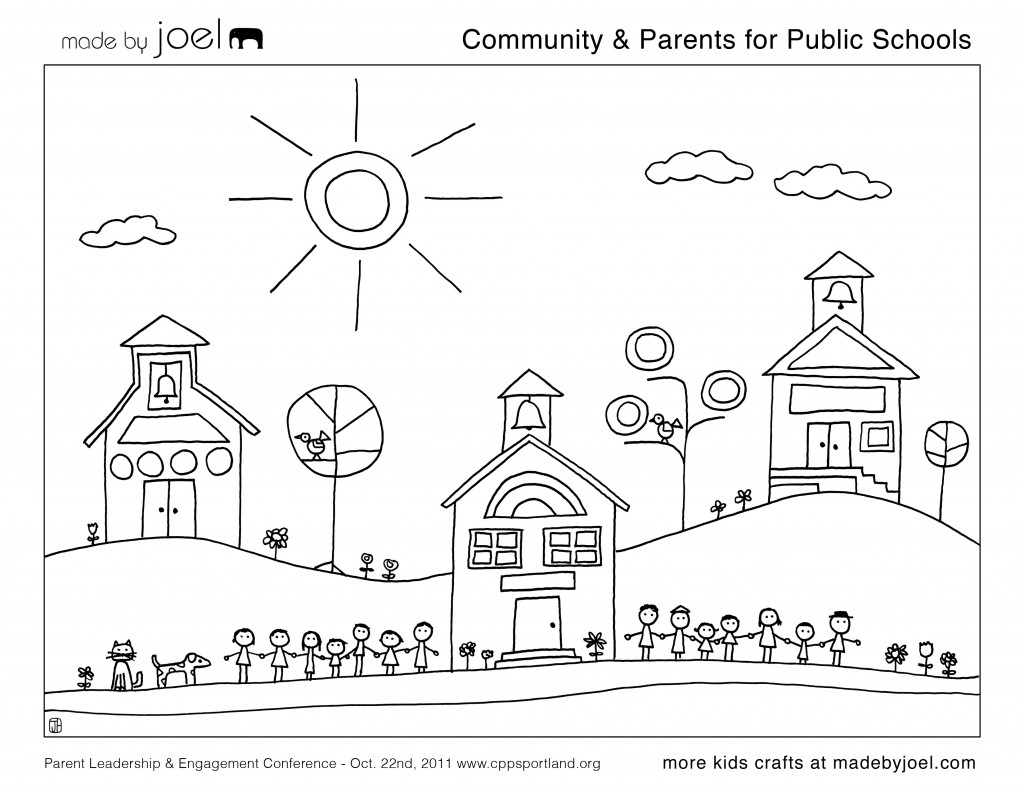 着色页: 学校 (建筑和建筑) #64108 - 免费可打印着色页