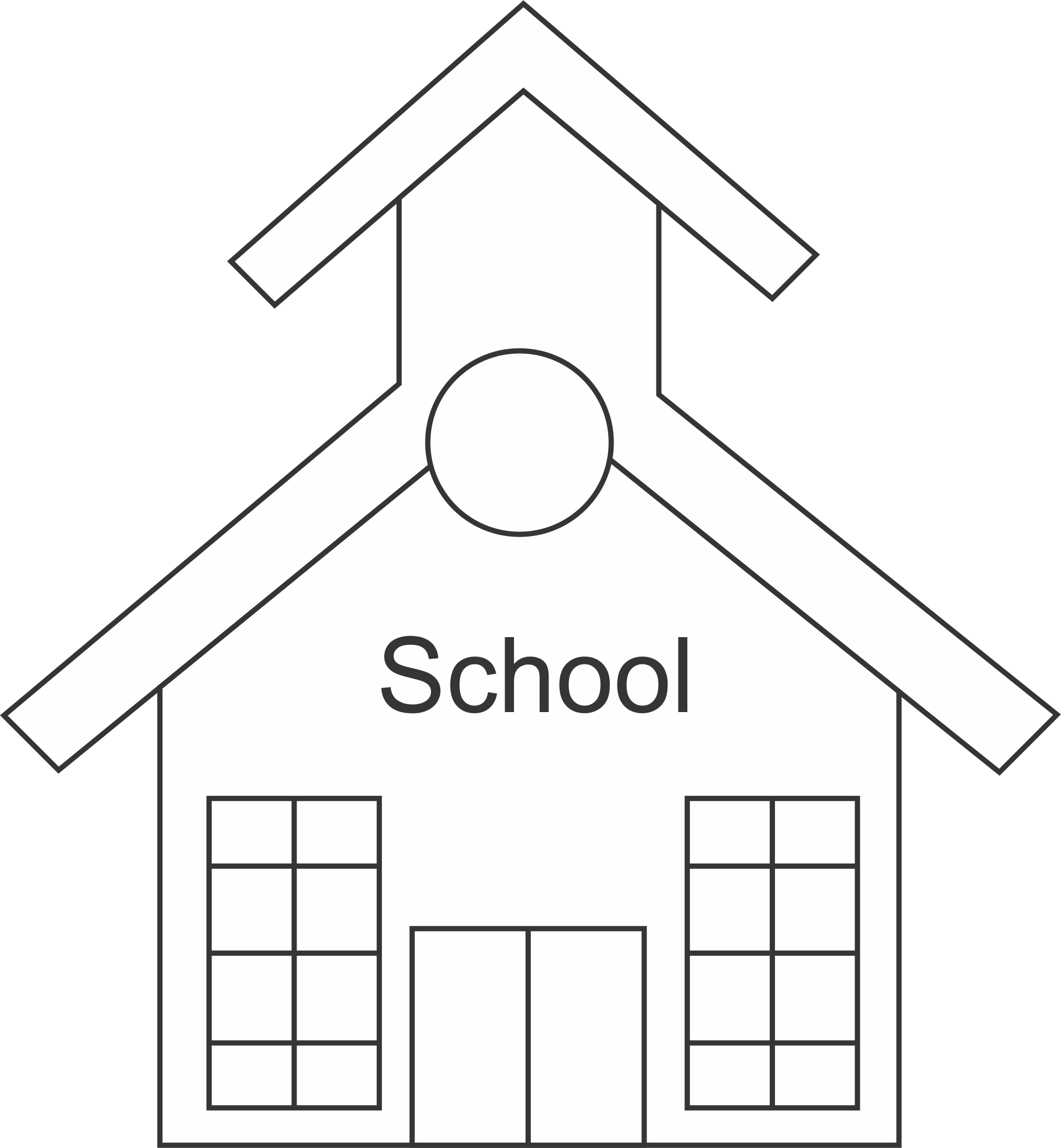 着色页: 学校 (建筑和建筑) #66837 - 免费可打印着色页