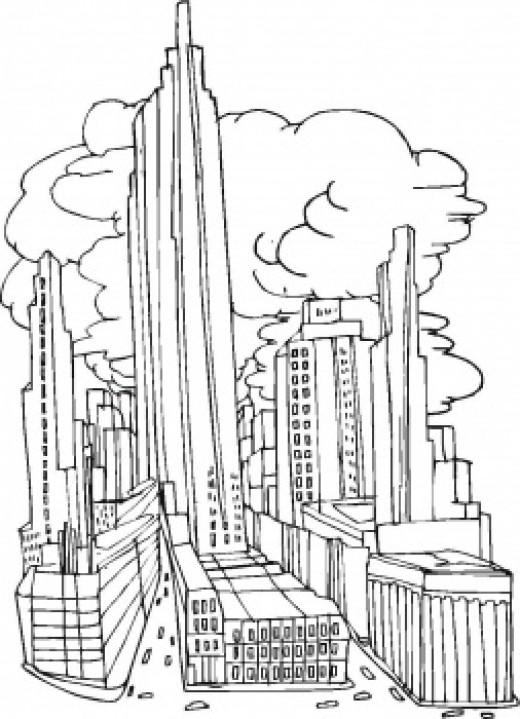 着色页: 摩天大楼 (建筑和建筑) #65797 - 免费可打印着色页
