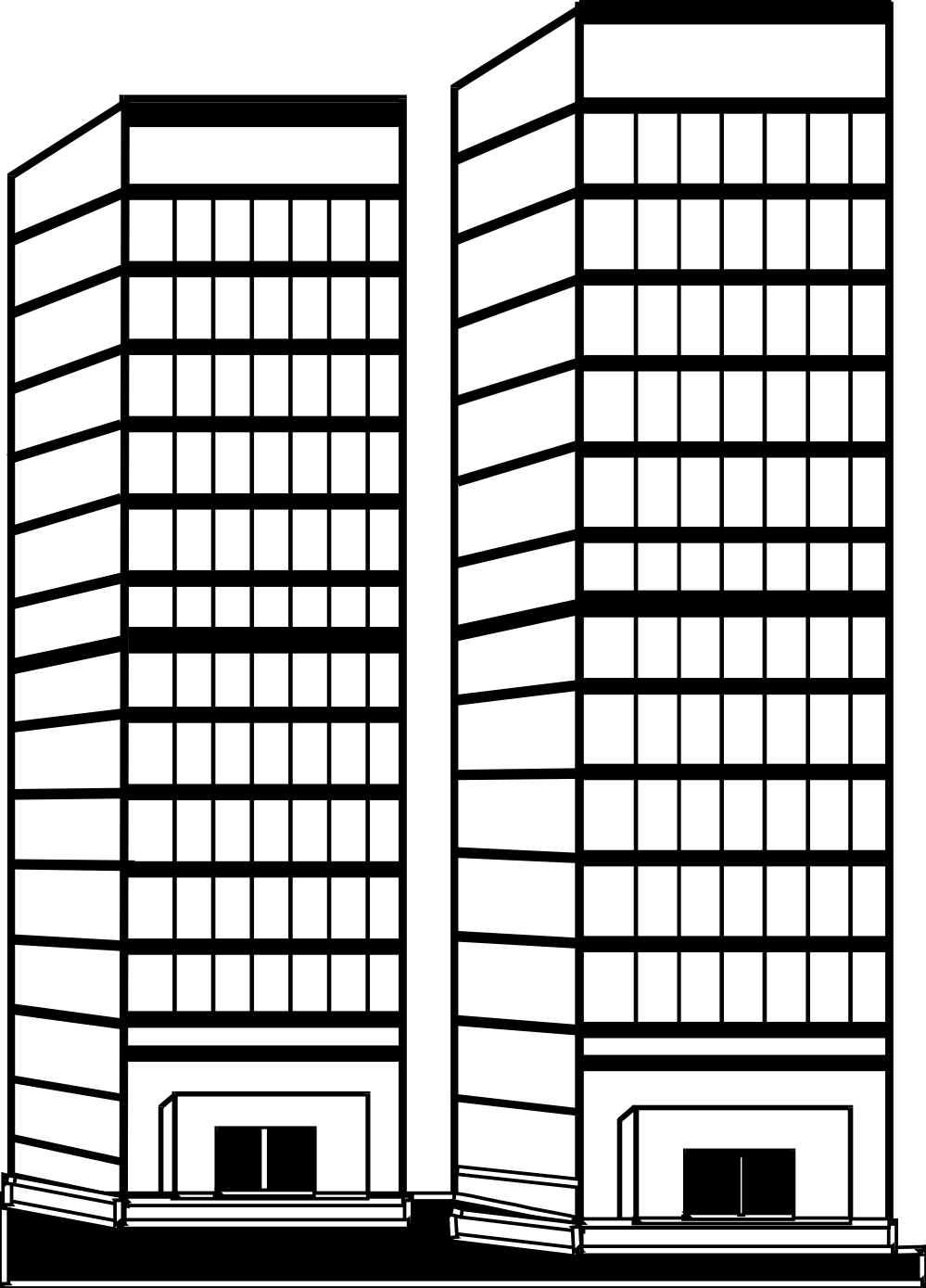 着色页: 摩天大楼 (建筑和建筑) #65799 - 免费可打印着色页