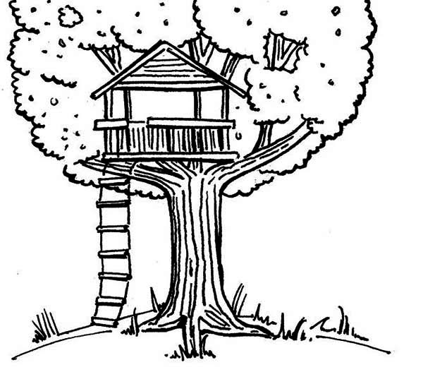 着色页: 树屋 (建筑和建筑) #66025 - 免费可打印着色页