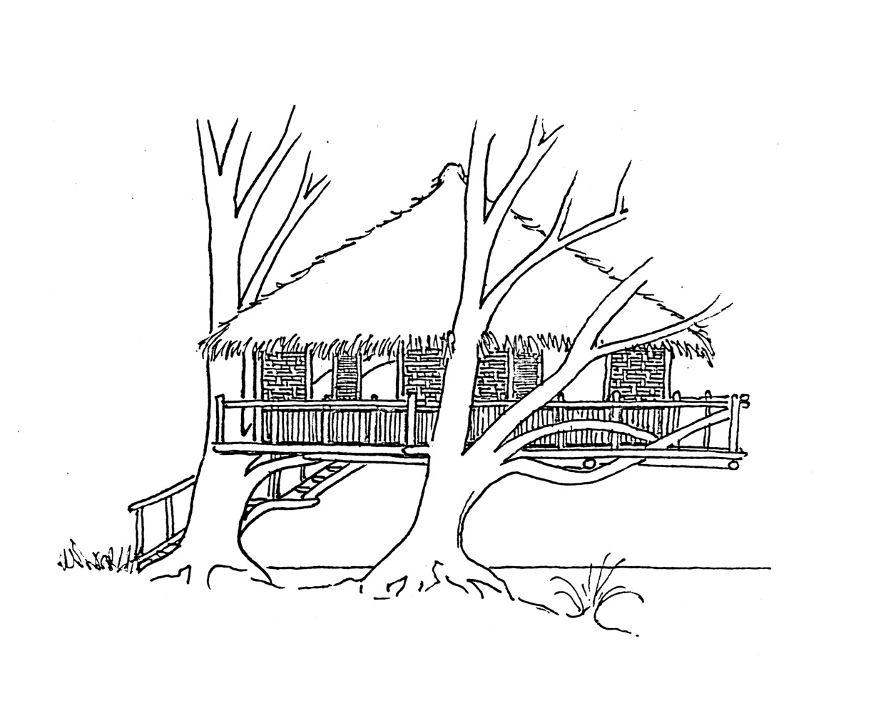 着色页: 树屋 (建筑和建筑) #66040 - 免费可打印着色页