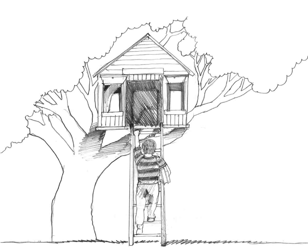着色页: 树屋 (建筑和建筑) #66050 - 免费可打印着色页