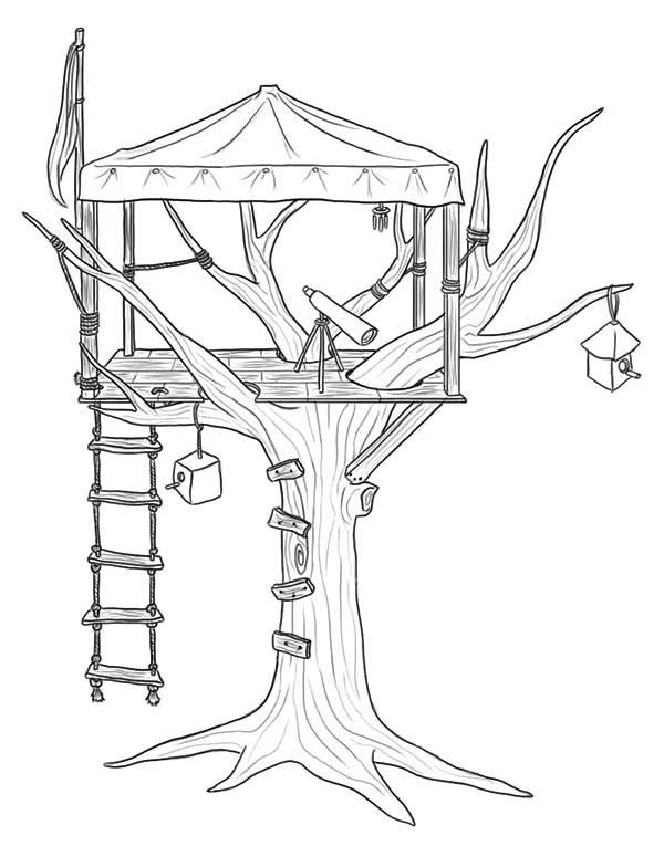 着色页: 树屋 (建筑和建筑) #66075 - 免费可打印着色页