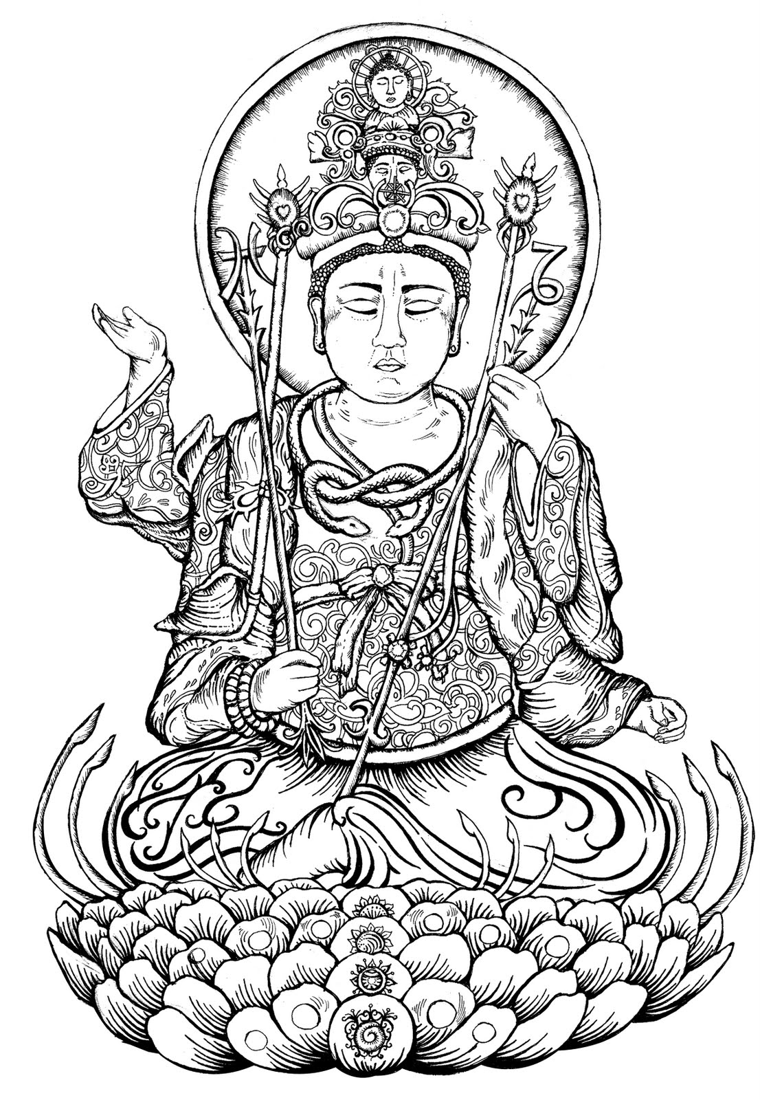 着色页: 印度神话：佛 (众神与女神) #89558 - 免费可打印着色页