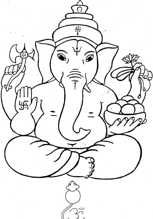 着色页: 印度神话：象头神 (众神与女神) #96850 - 免费可打印着色页