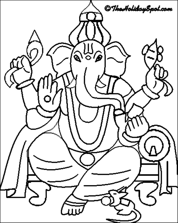 着色页: 印度神话：象头神 (众神与女神) #96851 - 免费可打印着色页