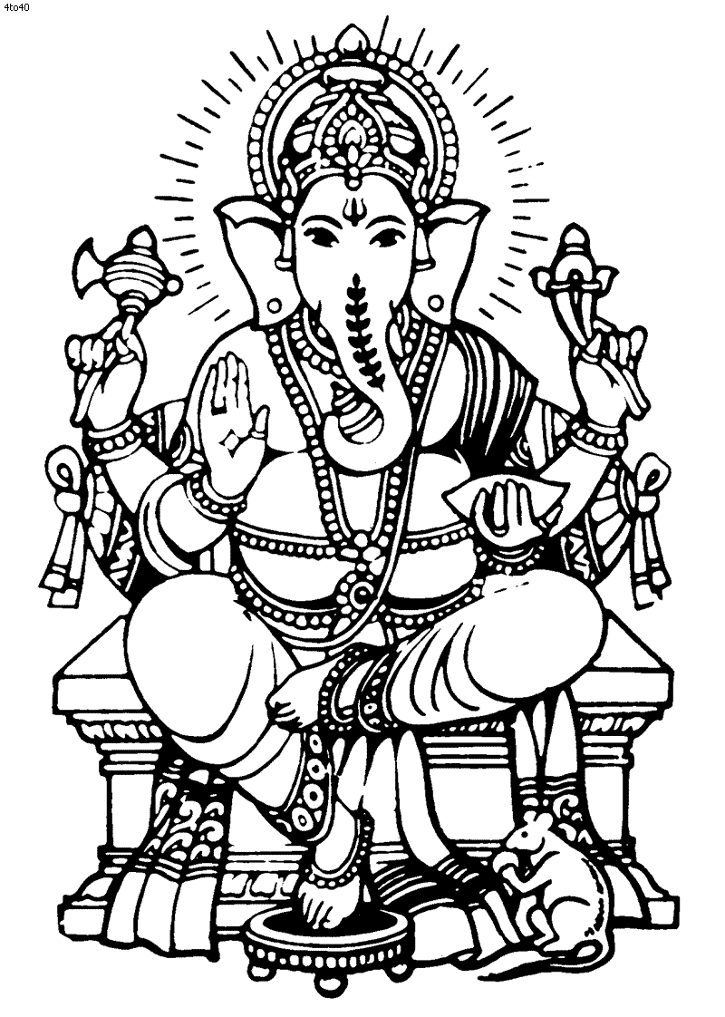 着色页: 印度神话：象头神 (众神与女神) #96854 - 免费可打印着色页
