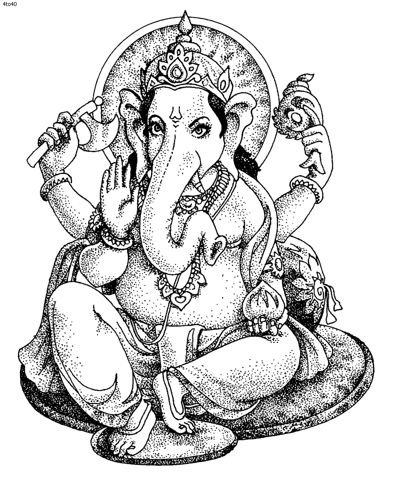 着色页: 印度神话：象头神 (众神与女神) #96864 - 免费可打印着色页