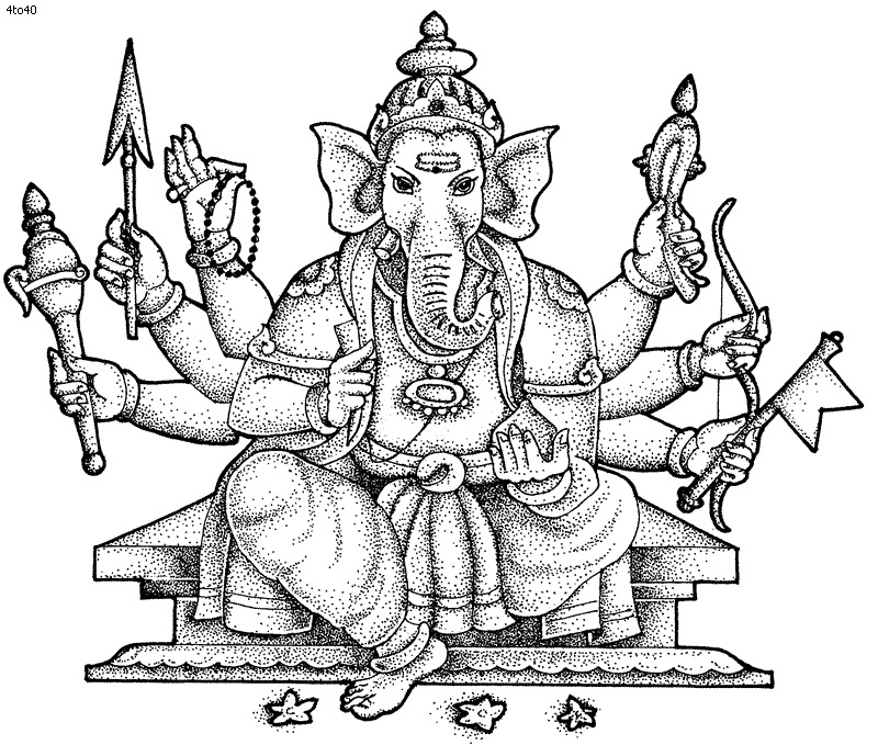 着色页: 印度神话：象头神 (众神与女神) #96894 - 免费可打印着色页