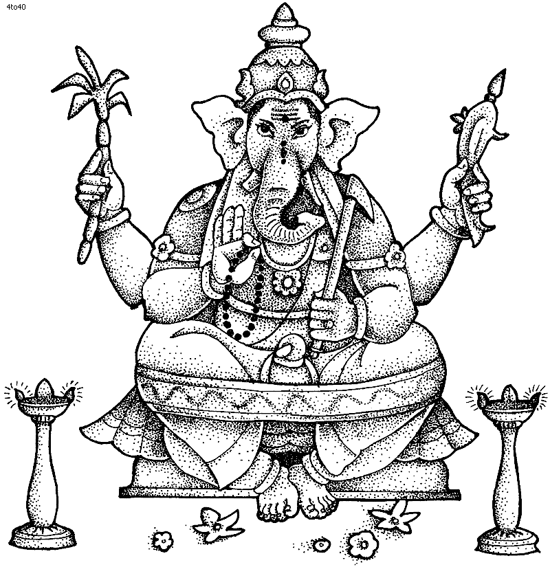 着色页: 印度神话：象头神 (众神与女神) #96914 - 免费可打印着色页