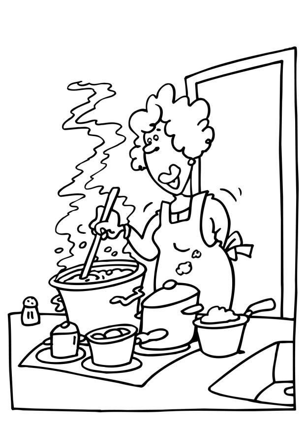 着色页: 厨师 (行业和专业) #91775 - 免费可打印着色页