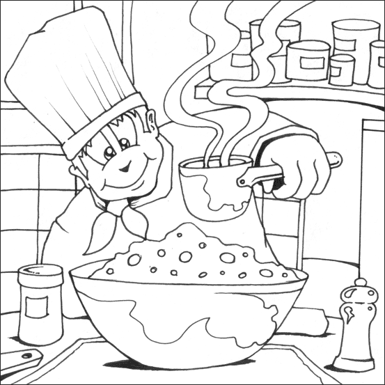 着色页: 厨师 (行业和专业) #91779 - 免费可打印着色页