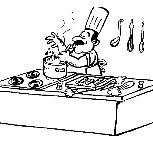 着色页: 厨师 (行业和专业) #91798 - 免费可打印着色页