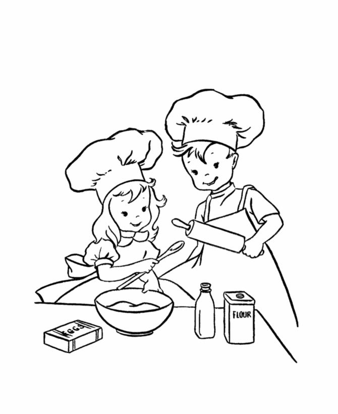 着色页: 厨师 (行业和专业) #92074 - 免费可打印着色页